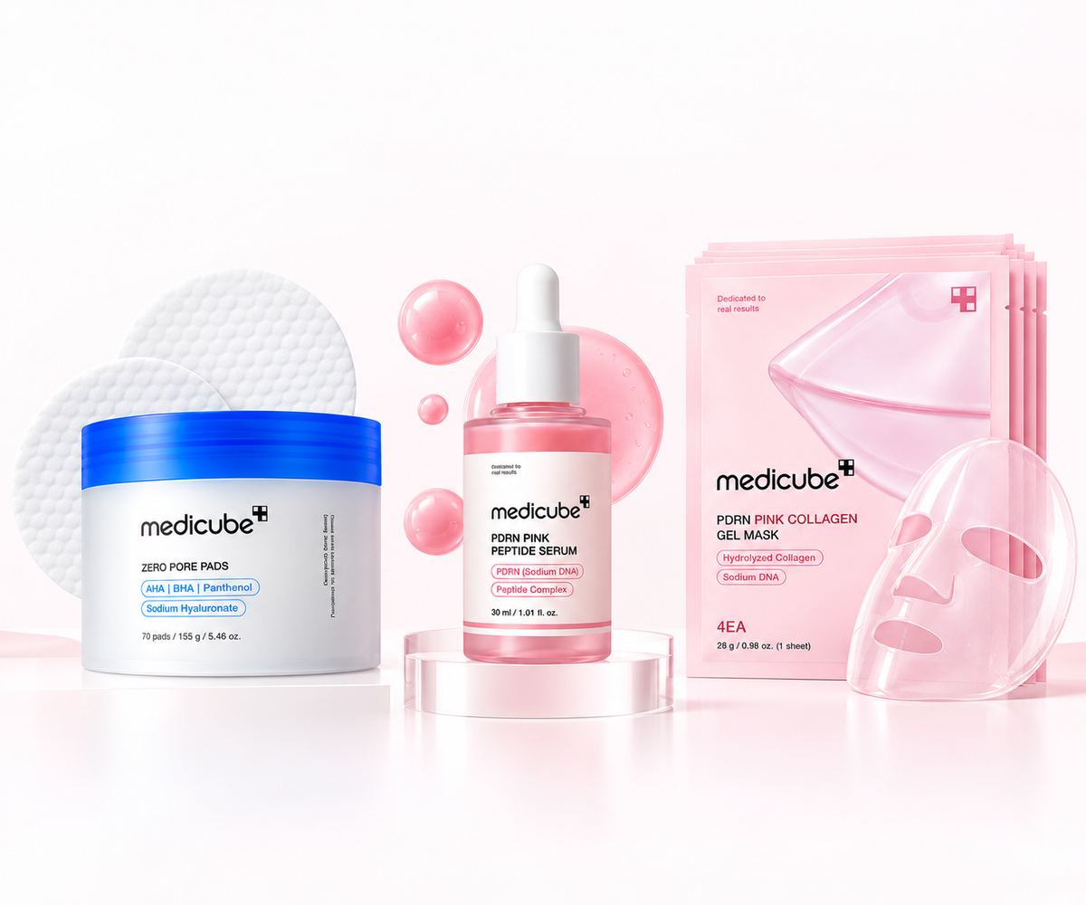 Glass Glow 3-Step Set — Zero Pore Pad + PDRN Serum + Collagen Gel Mask